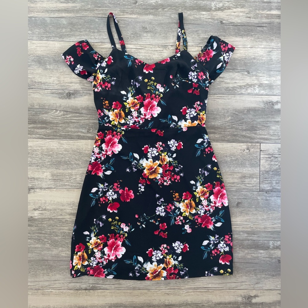 Express Womens Size 2 Black Floral Print Cocktail Party Summer Dress